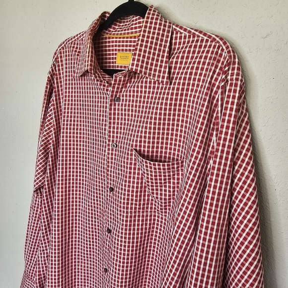 Robert Talbott Carmel Red White Plaid Button Down Long Sleeve Shirt Size L Large - Picture 3 of 12